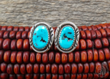 Native American Navajo Sleeping Beauty Turquoise Sterling Silver Post Earrings