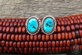 Native American Navajo Sleeping Beauty Turquoise Sterling Silver Post Earrings