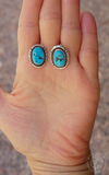 Native American Navajo Sleeping Beauty Turquoise Sterling Silver Post Earrings