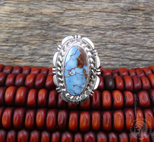 Native American Navajo Golden Hill Turquoise 925 Sterling Silver Ring Size 7