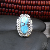 Native American Navajo Golden Hill Turquoise 925 Sterling Silver Ring Size 6