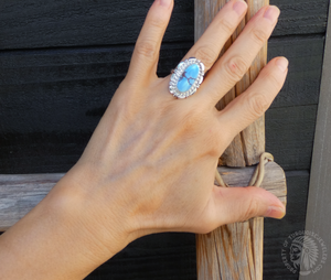 Native American Navajo Golden Hill Turquoise 925 Sterling Silver Ring Size 6