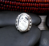 Native American Navajo Silver White Buffalo Men's Ring Size 9.5