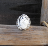 Native American Navajo Silver White Buffalo Men's Ring Size 9.5