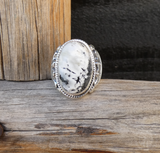 Native American Navajo Silver White Buffalo Men's Ring Size 9.5