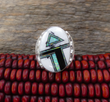 Native American Navajo Sterling Silver White Buffalo Men's Ring Size 12