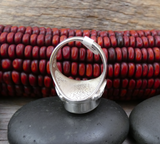 Native American Navajo Sterling Silver White Buffalo Men's Ring Size 12