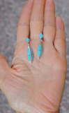 3 Dimensional Native American Sterling Silver Turquoise Inlay Dangle Earrings