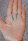 3 Dimensional Native American Sterling Silver Turquoise Inlay Dangle Earrings