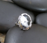 Native American Navajo 925 Sterling Silver Women’s White Buffalo Ring Size 8