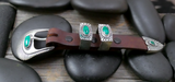 Native American Navajo Sterling Silver Malachite 4 Piece Ranger Buckle Set