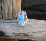 Native American Navajo Golden Hill Turquoise 925 Sterling Silver Ring Size 6.5