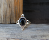 Native American Navajo 925 Sterling Silver Onyx Ring Size 9