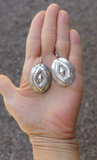 Native American Large Vintage Navajo 925 Sterling Silver Concho Dangle Earrings