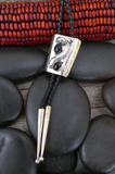 Native American Vintage Navajo Onyx 925 Sterling Silver Bolo Tie