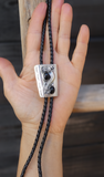 Native American Vintage Navajo Onyx 925 Sterling Silver Bolo Tie