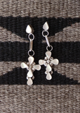 Zuni Sterling Silver Mother of Pearl Inlay Post Cross Dangle Earrings Vintage