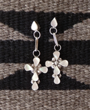 Zuni Sterling Silver Mother of Pearl Inlay Post Cross Dangle Earrings Vintage