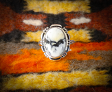 Native American Navajo 925 Sterling Silver Women’s White Buffalo Ring Size 9