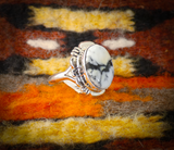 Native American Navajo 925 Sterling Silver Women’s White Buffalo Ring Size 9