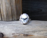 Native American Navajo 925 Sterling Silver Women’s White Buffalo Ring Size 9