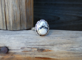 Native American Navajo 925 Sterling Silver Women’s White Buffalo Ring Size 9