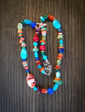 Native American Navajo Turquoise Spiny Oyster Multi Stone Bead Treasure Necklace