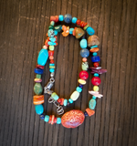 Native American Navajo Turquoise Spiny Oyster Multi Stone Bead Treasure Necklace