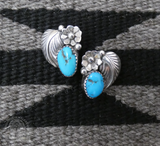 Native American Navajo Vintage Sterling Silver Turquoise Post Earrings