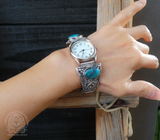 Navajo Sterling Silver and Turquoise Men’s Watch Band by Tom Willeto