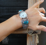 Navajo Sterling Silver and Turquoise Men’s Watch Band by Tom Willeto