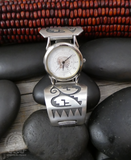 Hopi Men’s 925 Sterling Silver Rain & Water Symbols Watch Band, Native American