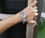 Women's Turquoise Watch, Native American Navajo Sterling Silver Watch Band