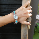 Women's Turquoise Watch, Native American Navajo Sterling Silver Watch Band