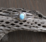 Beautiful Native American Navajo Sterling Silver Golden Hill Turquoise Bracelet