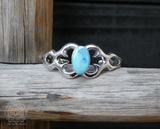 Small Wrist Navajo Sandcast Sterling Silver Golden Hill Turquoise Bracelet