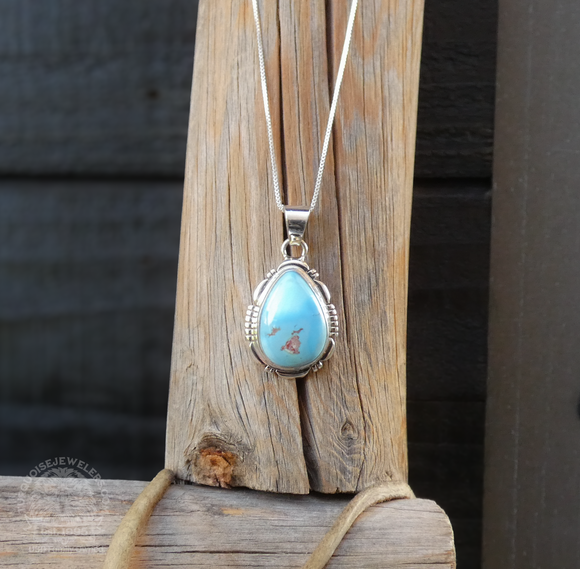 Navajo 925 Sterling Silver Golden Hill Turquoise Pendant & Chain