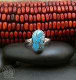 Native American Navajo Women's Golden Hill Turquoise Sterling Silver Ring Size 5