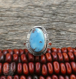 Native American Navajo Women's Golden Hill Turquoise Sterling Silver Ring Size 8