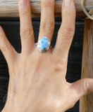 Native American Navajo Women's Golden Hill Turquoise Sterling Silver Ring Size 8