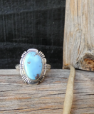 Native American Navajo Women's Golden Hill Turquoise Sterling Silver Ring Size 8