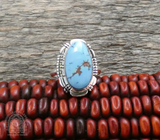 Native American Navajo Women's Golden Hill Turquoise Sterling Silver Ring Size 9