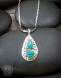 Effie C Zuni Turquoise Sterling 925 Silver Snake Pendant Vintage Native American