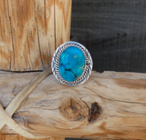 Native American Navajo Sterling Silver Kingman Turquoise Ring Size 6