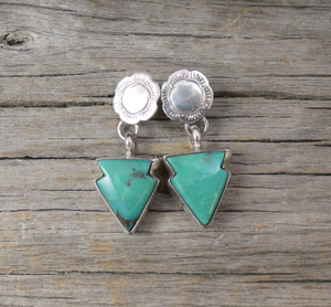 Native American Navajo 925 Sterling Silver Turquoise Arrowhead Earrings