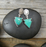 Native American Navajo 925 Sterling Silver Turquoise Arrowhead Earrings