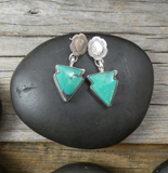 Native American Navajo 925 Sterling Silver Turquoise Arrowhead Earrings