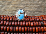 Native American Navajo Golden Hill Turquoise 925 Sterling Silver Ring Size 9