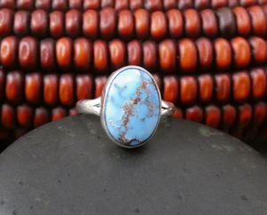 Native American Navajo Golden Hill Turquoise Sterling Silver Ring Size 6