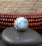 Navajo Sterling Silver Golden Hill Turquoise Men's Ring Size 8.5